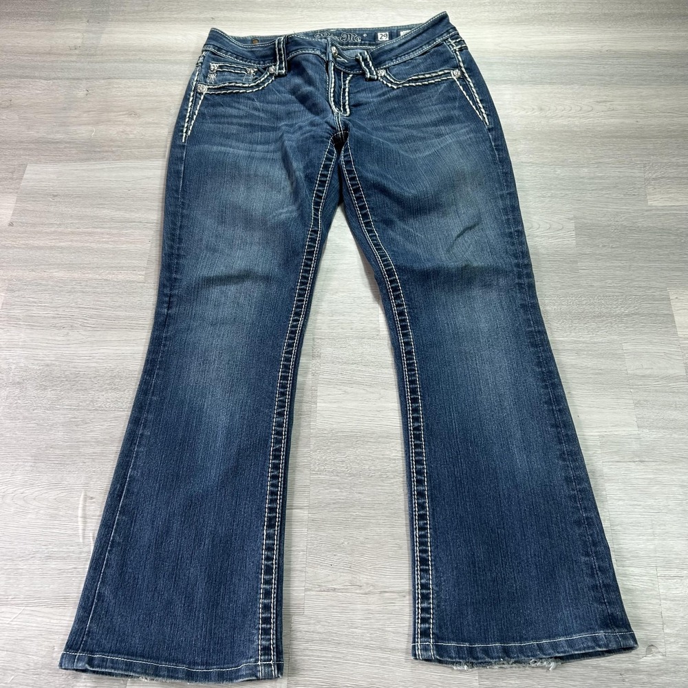 Miss Me Signature Boot Jeans Womens 29 Blue Low Rise Bootcut Stretch Denim 29x32